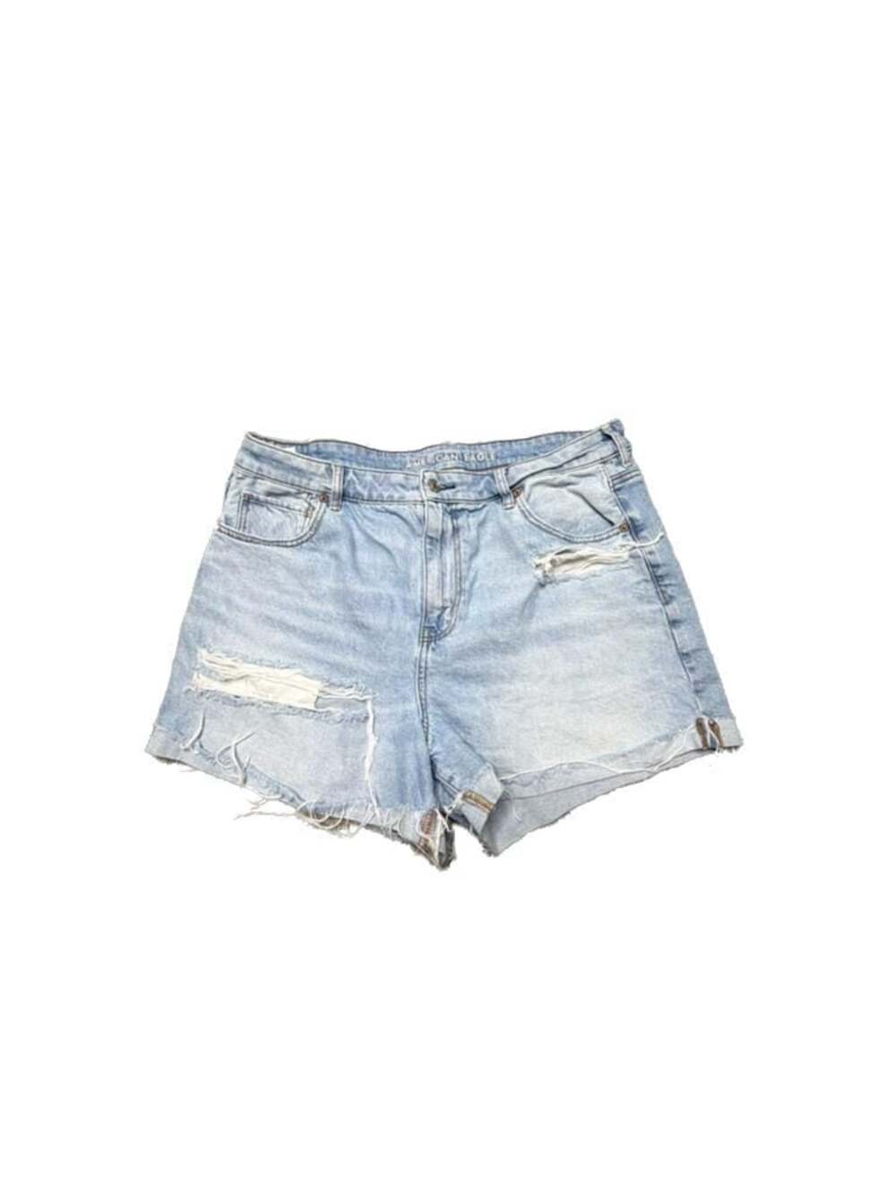 American Eagle Women's 16 Super High-Waisted Distressed Denim Shorts